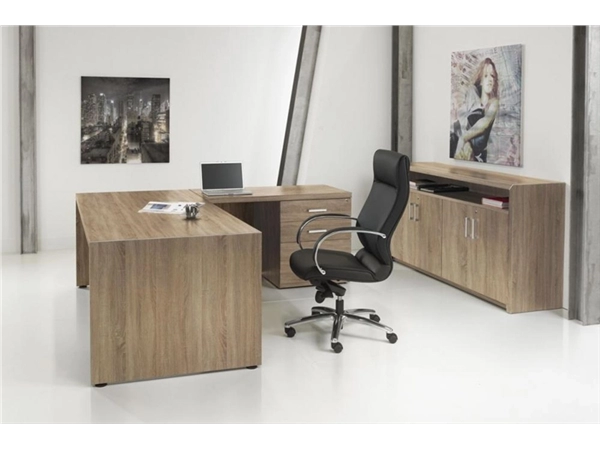 Een L-bureau Manage-it 210x210cm + ladeblok Robson eiken koop je bij Meubels and More