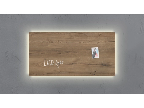 Een Glas-magneetbord Artverum LED 910x460x15 Natural Wood koop je bij Meubels and More