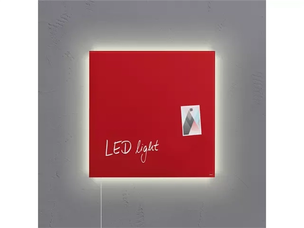 Een Glas-magneetbord Artverum LED light 480x480x15 rood koop je bij Meubels and More