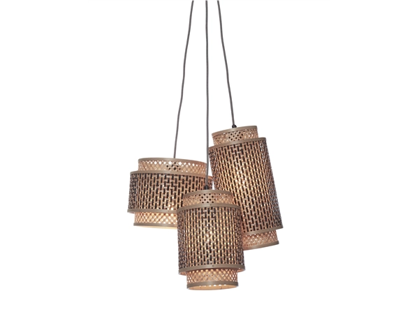 Een Hanglamp Bhutan bamboe 3-kaps mix h.20-25-35 zw naturel koop je bij Meubels and More