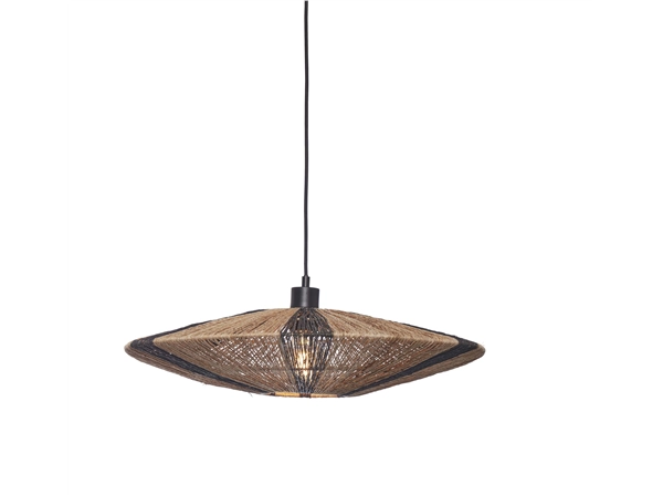 Een Hanglamp Iguazu jute schijf L dia.55xh.14cm zwart naturel koop je bij Meubels and More