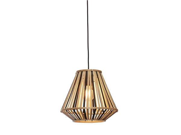 Een Hanglamp Merapi bamboe diamond 30xh.30cm zwart naturel koop je bij Meubels and More