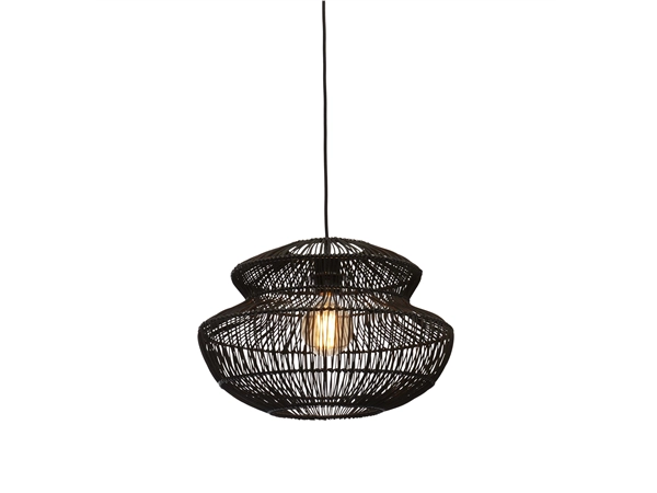 Een Hanglamp Zanzibar rotan rond dia.40xh.30cm zwart koop je bij Meubels and More