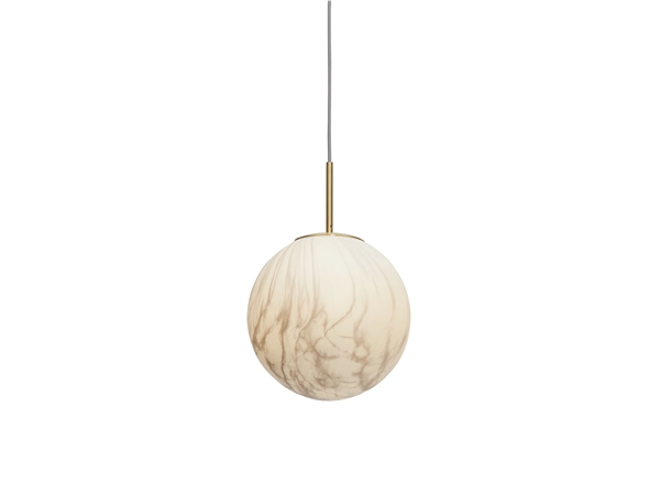 Een Hanglamp glas ijzer Carrara bol dia. 28x42cm wit marmerprint goud L koop je bij Meubels and More