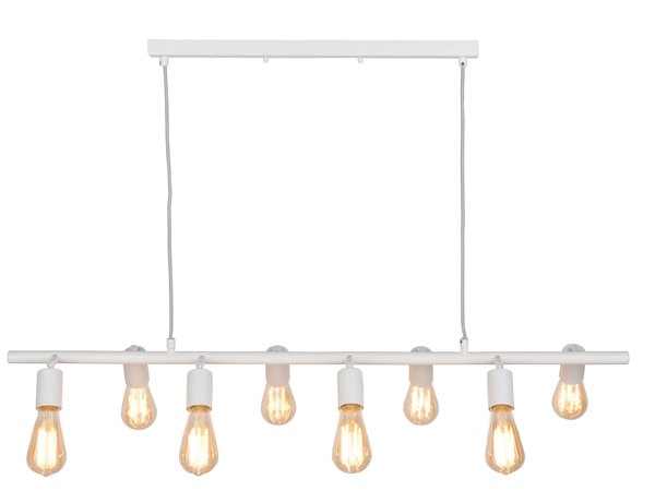 Een Hanglamp ijzer Miami 8-arm l.105xb.28cm verstelbaar wit koop je bij Meubels and More