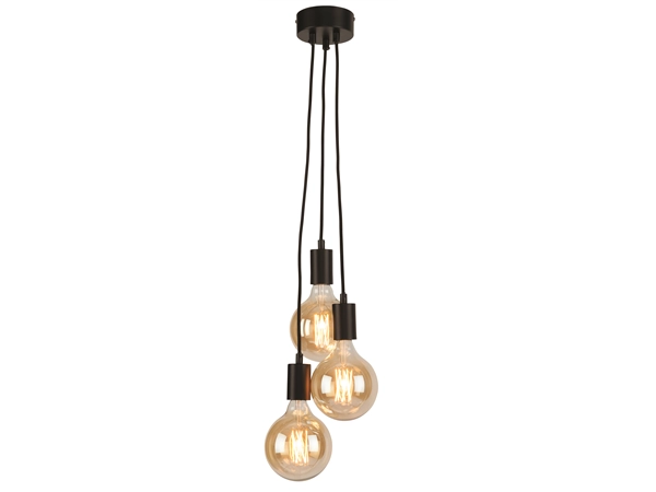 Een Hangsysteem Oslo 3 lampen textieldraad l.150cm zwart koop je bij Meubels and More