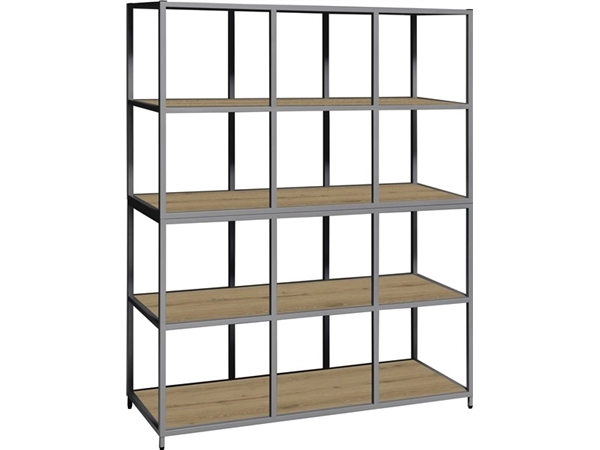 Een Flexwall frame 165x119x43cm met 12-vaks en 5 legborden eiken YT-09A koop je bij Meubels and More