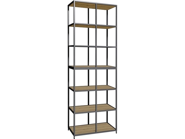 Een Flexwall frame 6 OH 244x80x43cm met 12-vaks en 7 legborden eiken YT-09A koop je bij Meubels and More