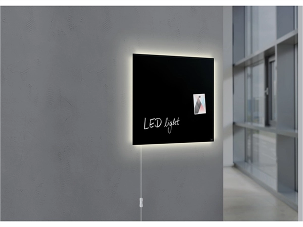 Glas-magneetbord Artverum LED 480x480x15 zwart