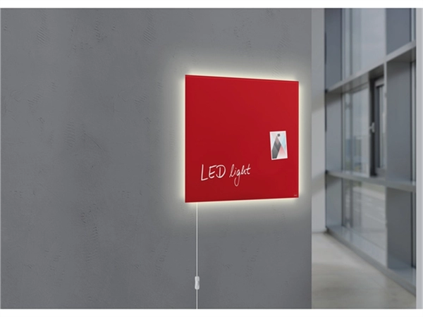 Glas-magneetbord Artverum LED light 480x480x15 rood