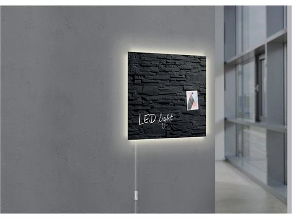 Glas-magneetbord Artverum LED light 480x480x15 leisteen