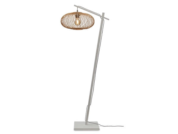 Een Vloerlamp Cango S bamboe wit h.150cm kap dia.40x20cm nat. koop je bij Meubels and More