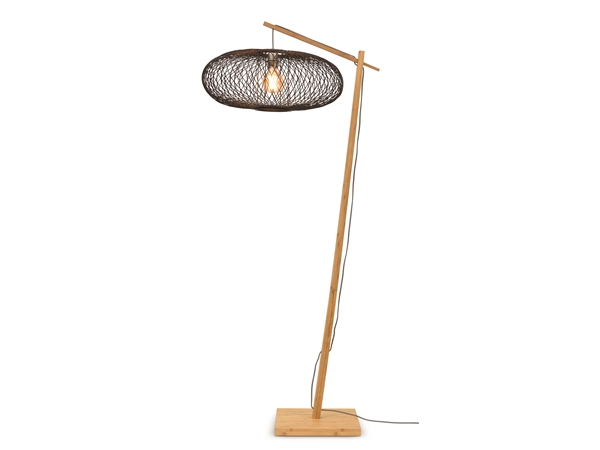 Een Vloerlamp Cango bamboe nat h.176cm kap 60x25cm zwart koop je bij Meubels and More