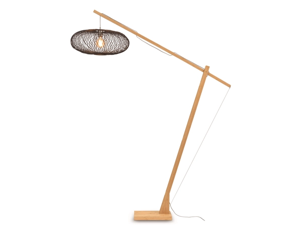 Een Vloerlamp Cango bamboe nat.h.207cm kap 60x25cm zwart koop je bij Meubels and More