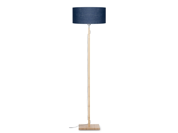 Een Vloerlamp Fuji bamboe h.167cm kap 47x23cm eco linnen blue denim koop je bij Meubels and More