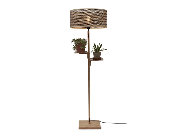 Een Vloerlamp Java plank bamboe nat h.158cm kap dia.50xh.22cm zw nat. koop je bij Meubels and More