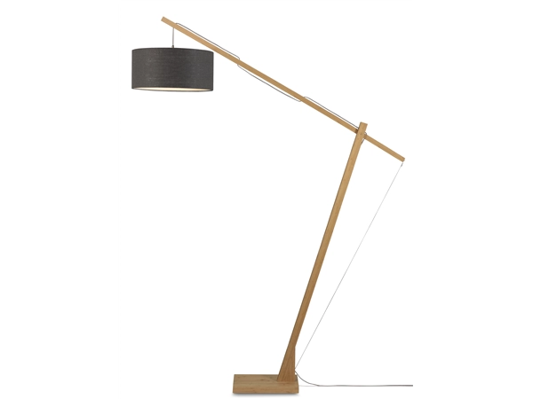 Een Vloerlamp Montblanc bamboe h.207 kap 47x23cm eco linnen donkergrijs koop je bij Meubels and More