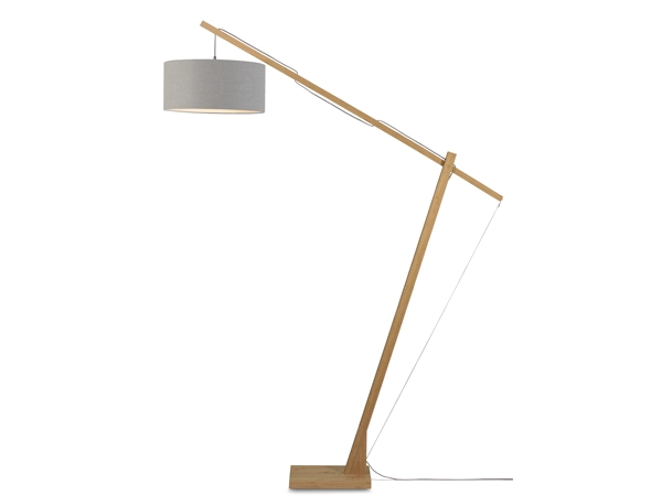 Een Vloerlamp Montblanc bamboe h.207 kap 47x23cm eco linnen lichtgrijs koop je bij Meubels and More