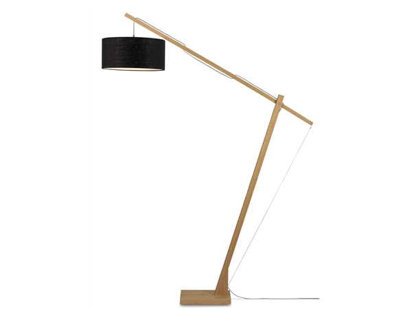 Een Vloerlamp Montblanc bamboe h.207 kap 47x23cm eco linnen zwart koop je bij Meubels and More