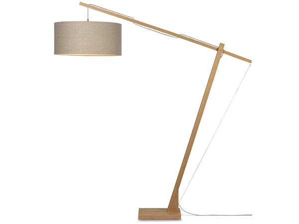 Een Vloerlamp Montblanc bamboe h.207 kap 60x30cm eco linnen donker koop je bij Meubels and More