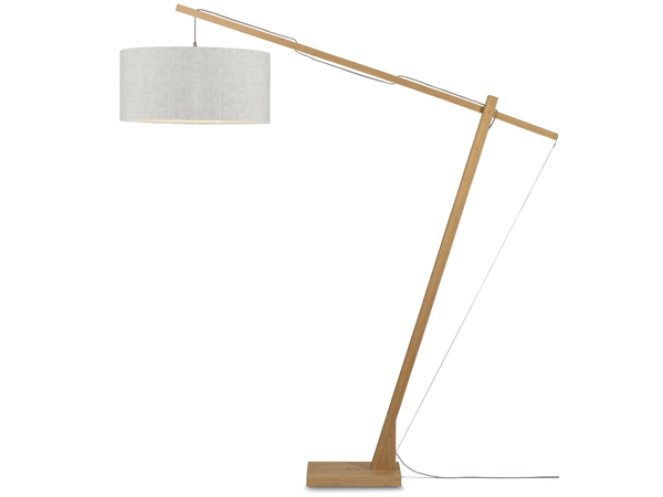 Een Vloerlamp Montblanc bamboe h.207 kap 60x30cm eco linnen licht koop je bij Meubels and More