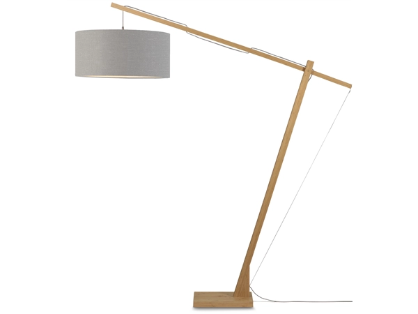 Een Vloerlamp Montblanc bamboe h.207 kap 60x30cm eco linnen lichtgrijs koop je bij Meubels and More