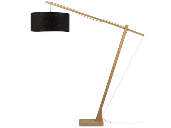 Een Vloerlamp Montblanc bamboe h.207 kap 60x30cm eco linnen zwart koop je bij Meubels and More