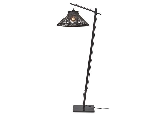 Een Vloerlamp Tahiti bamboe zw h.150cm kap dia.45xh.20cm zw. koop je bij Meubels and More