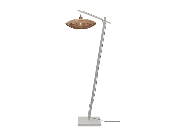 Een Vloerlamp Tanami S bamboe wit h.150cm schijf dia.40xh.10cm rotan nat. koop je bij Meubels and More