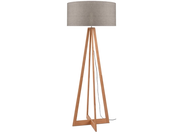 Een Vloerlamp bamboe 4-poot Everest h.158cm kap 60x30cm linnen donker koop je bij Meubels and More