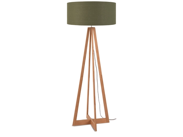 Een Vloerlamp bamboe 4-poot Everest h.158cm kap 60x30cm linnen groen forest koop je bij Meubels and More