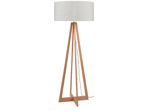 Een Vloerlamp bamboe 4-poot Everest h.158cm kap 60x30cm linnen licht koop je bij Meubels and More