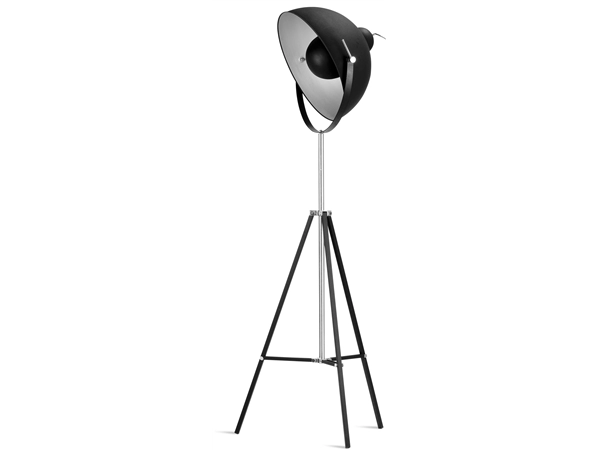 Een Vloerlamp ijzer 3-poot Hollywood h.183cm kap dia.53xh.27cm zwart koop je bij Meubels and More