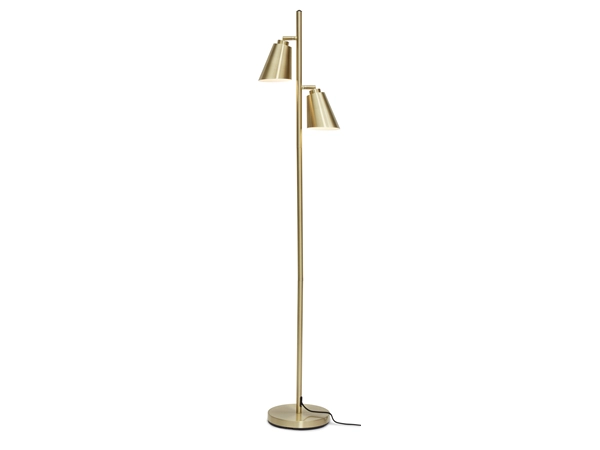 Een Vloerlamp ijzer Bremen 2-kap h.162x45cm kap 18x15cm goud koop je bij Meubels and More