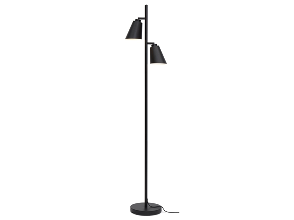 Een Vloerlamp ijzer Bremen 2-kap h.162x45cm kap 18x15cm zwart koop je bij Meubels and More