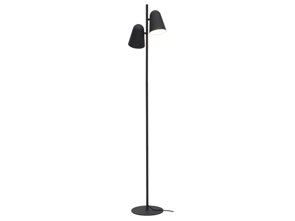 Een Vloerlamp ijzer Salamanca 2-kap h.145x28cm kap 16x12cm zwart koop je bij Meubels and More