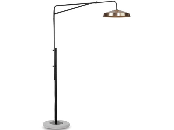 Een Vloerlamp ijzer cement Brighton mat zwart kap ijzer dia.51xh.14cm koperkl. koop je bij Meubels and More