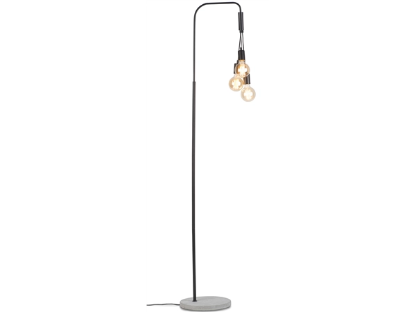 Een Vloerlamp ijzer cement Oslo h.190xb.48cm voor 3 lampen zwart koop je bij Meubels and More