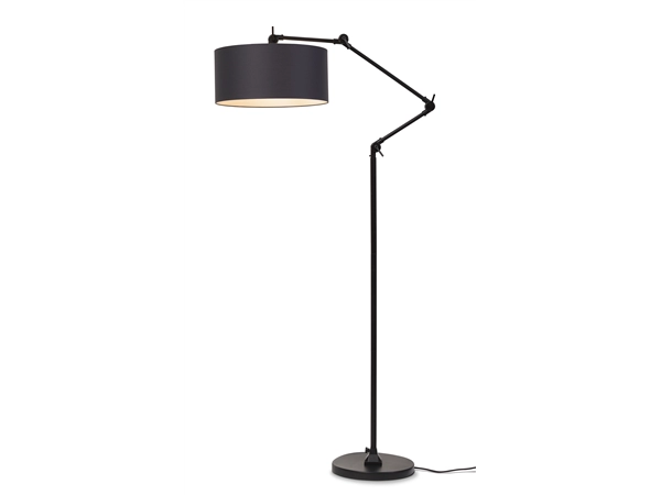 Een Vloerlamp ijzer stof Amsterdam h.190cm kap 47x23cm zwart koop je bij Meubels and More