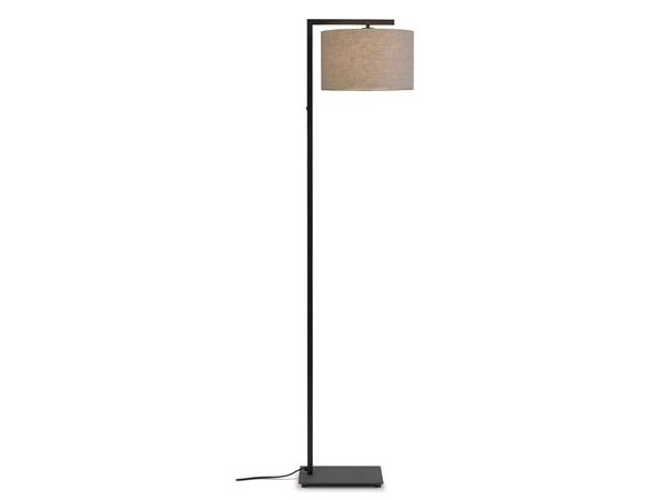 Een Vloerlamp ijzer zwart Boston h.160cm kap 32x20cm donker linnen koop je bij Meubels and More