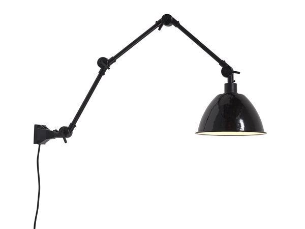 Een Wand- hanglamp ijzer emaille Amsterdam h.85cm kap dia.25xh.15cm zwart L koop je bij Meubels and More