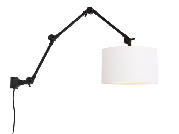 Een Wand- hanglamp ijzer stof Amsterdam h.85cm kap 32x20cm wit L koop je bij Meubels and More