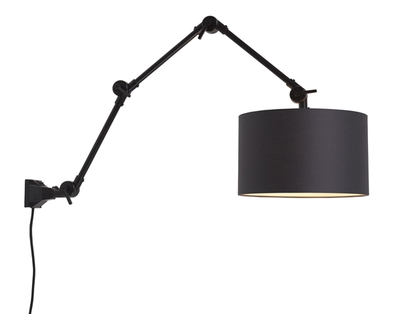 Een Wand- hanglamp ijzer stof Amsterdam h.85cm kap 32x20cm zwart L koop je bij Meubels and More