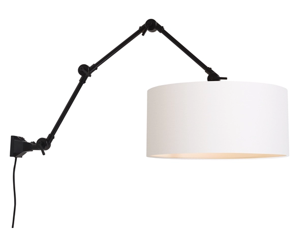 Een Wand- hanglamp ijzer stof Amsterdam h.85cm kap 47x23cm wit L koop je bij Meubels and More