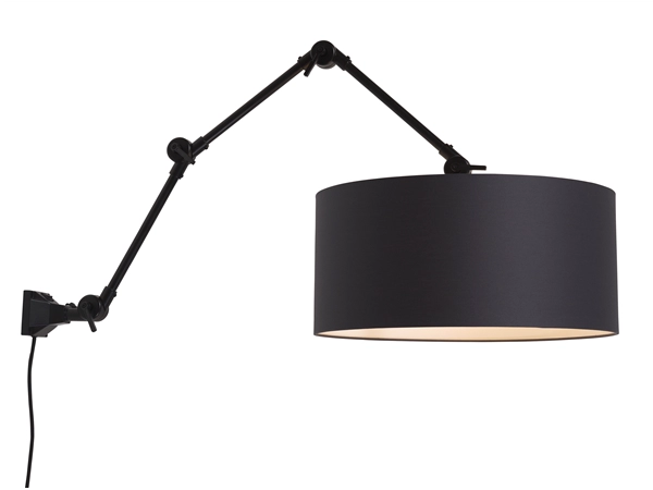 Een Wand- hanglamp ijzer stof Amsterdam h.85cm kap 47x23cm zwart L koop je bij Meubels and More