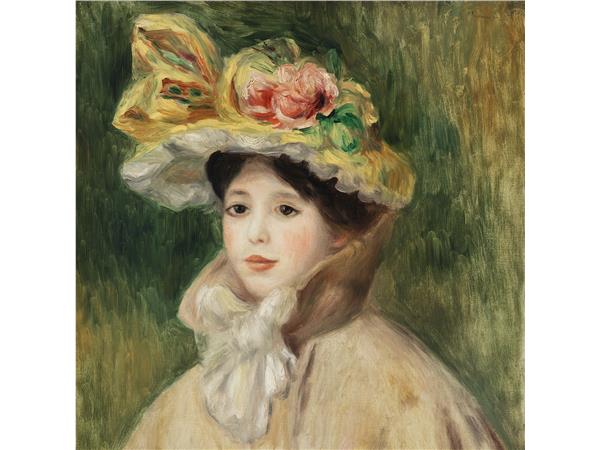 Een Wanddecoratie Lady with Hat by Pierre Auguste Renoir 74x74cm Forex met blanke lijst koop je bij Meubels and More