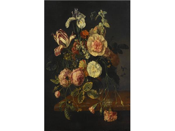 Een Wanddecoratie Still Life with Flowers by Jacob van Walscapelle 70x118cm Dibond wit koop je bij Meubels and More