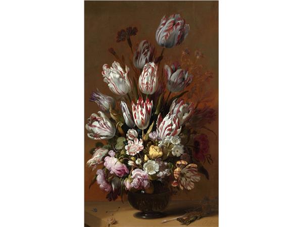 Een Wanddecoratie Still life with flowers by Hans Bollongier 70x118cm Dibond wit koop je bij Meubels and More