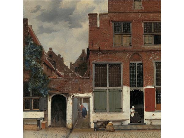 Een Wanddecoratie The Alley by Johannes Vermeer 74x74cm Dibond wit koop je bij Meubels and More