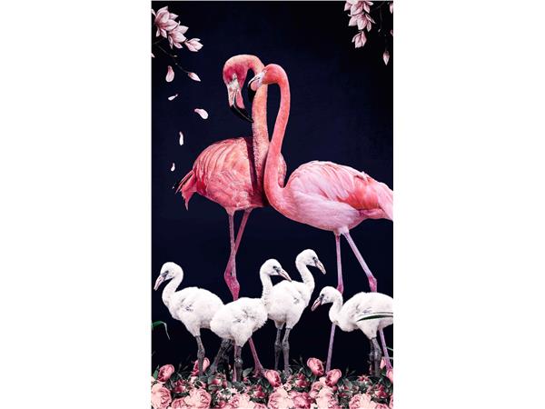 Een Wanddecoratie The Flamingo Family 70x118cm Glas koop je bij Meubels and More